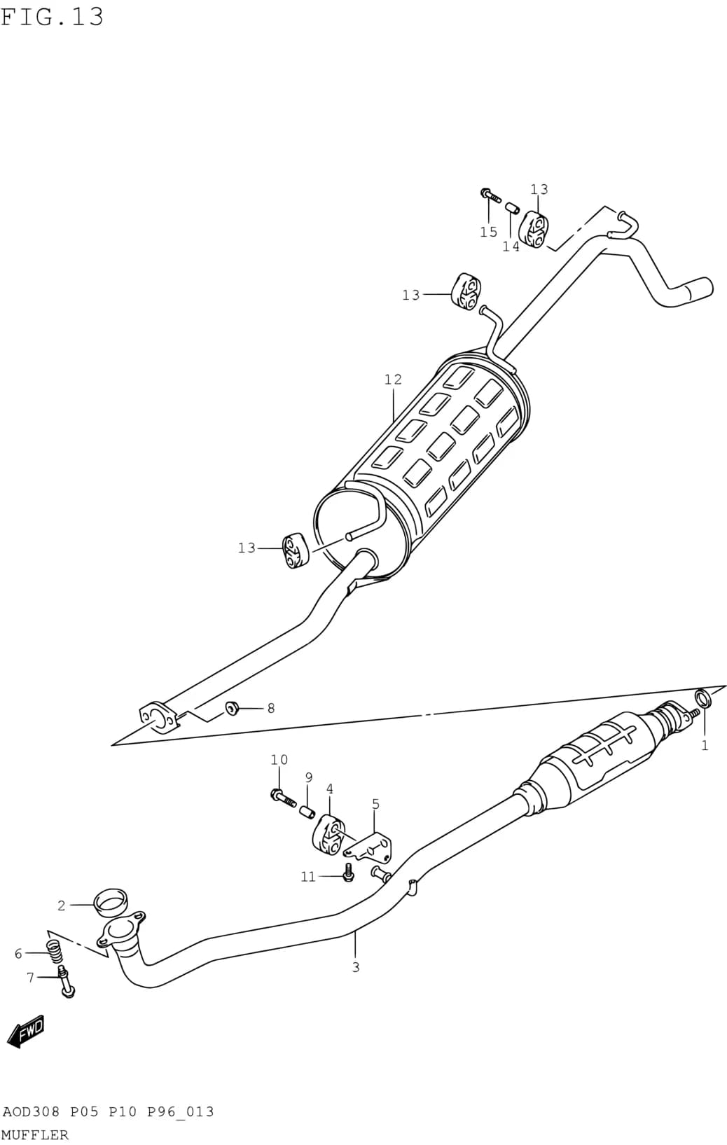 AOD308 (P05,P10,P96) — Exhaust › 13 - MUFFLER