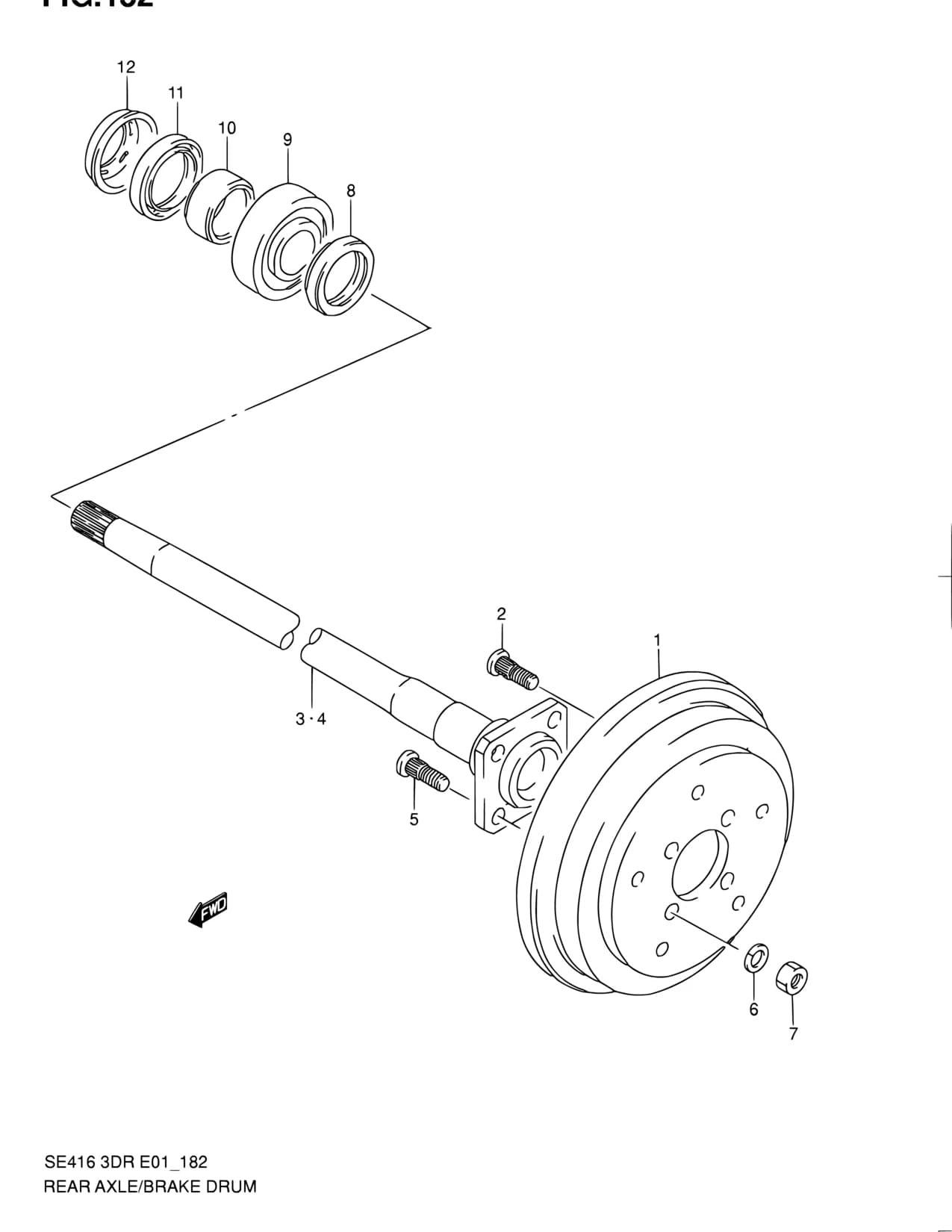 SE416 (3DR) — Suspension › 182 - REAR AXLE AND BRAKE DRUM