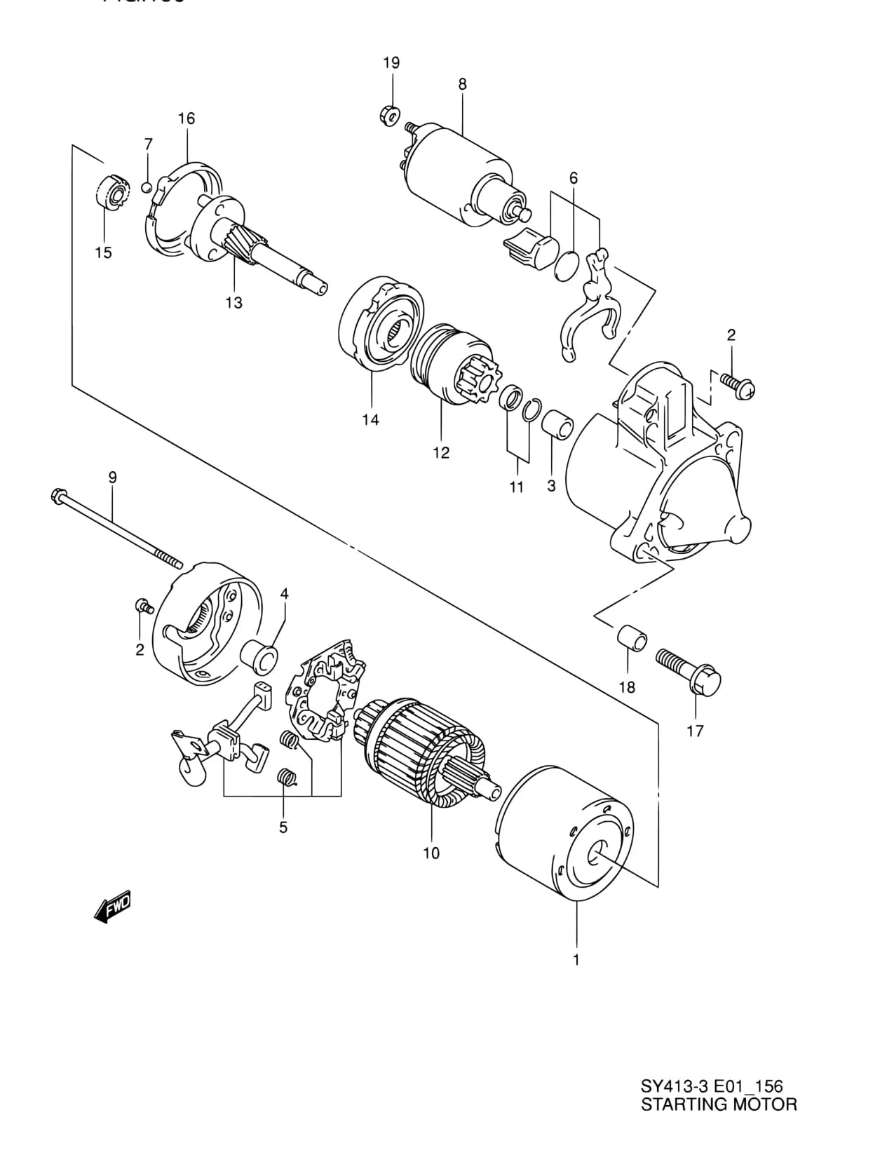 SY413-3 — Engine Electrical › 156 - STARTING MOTOR (NAME PLATE:31100-65G0)