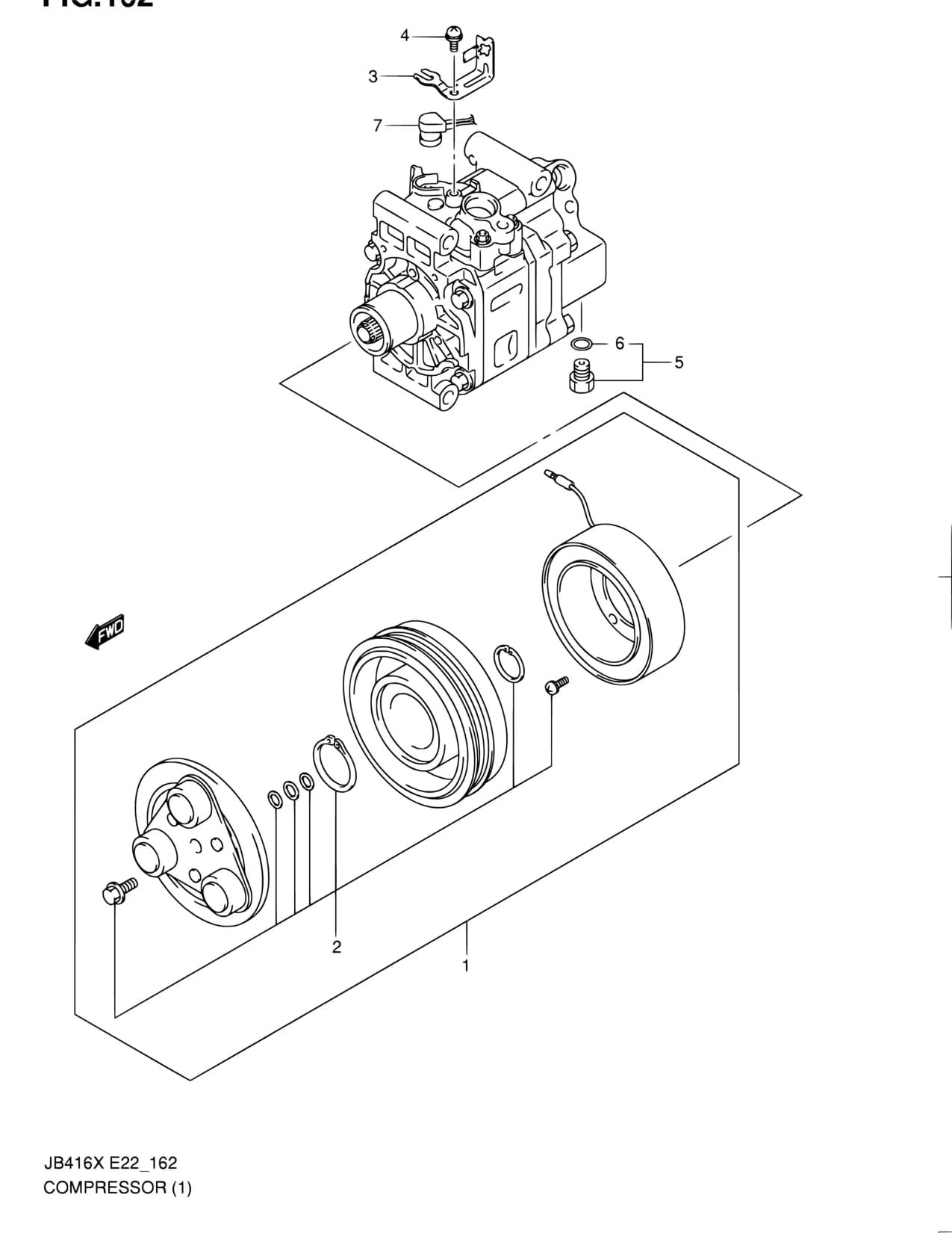 JB416X-2 (E02,E09,E10,E22,E24,E30,E43,E53,E54,E85,E96) — Air Conditioning › 162 - COMPRESSOR (JB416X)