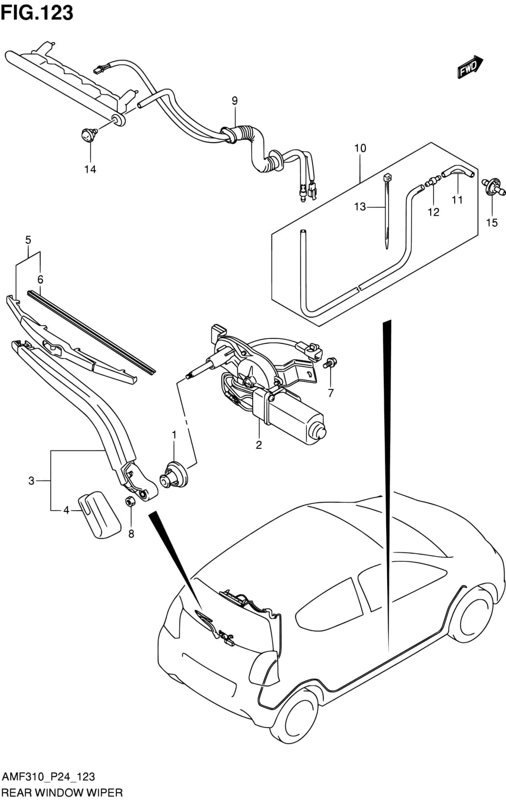 AMF310 (E10,E43,E85) — Electrical › 123 - REAR WINDOW WIPER