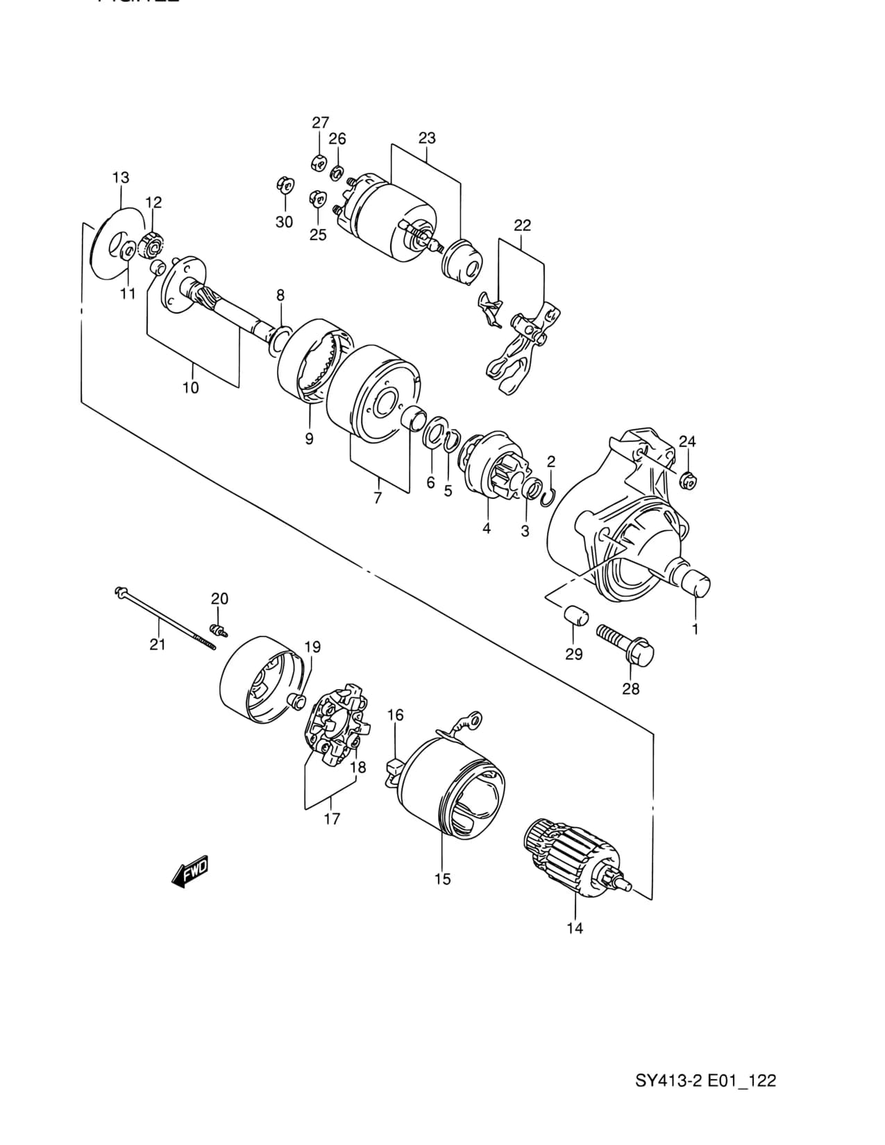 SY413-2 — Engine Electrical › 122 - STARTING MOTOR (NAME PLATE:31100-64G0)