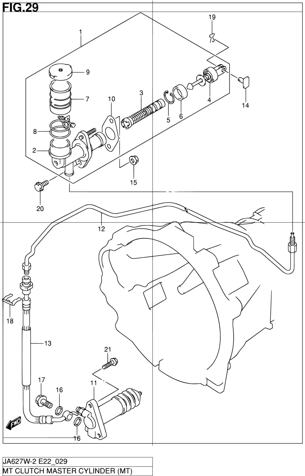 JA627W-2 (E02,E06,E10,E11,E21,E22,E24,E37,E38,E43,E50,E54) — Transmission › 29 - MT CL MASTER CYL (MT)