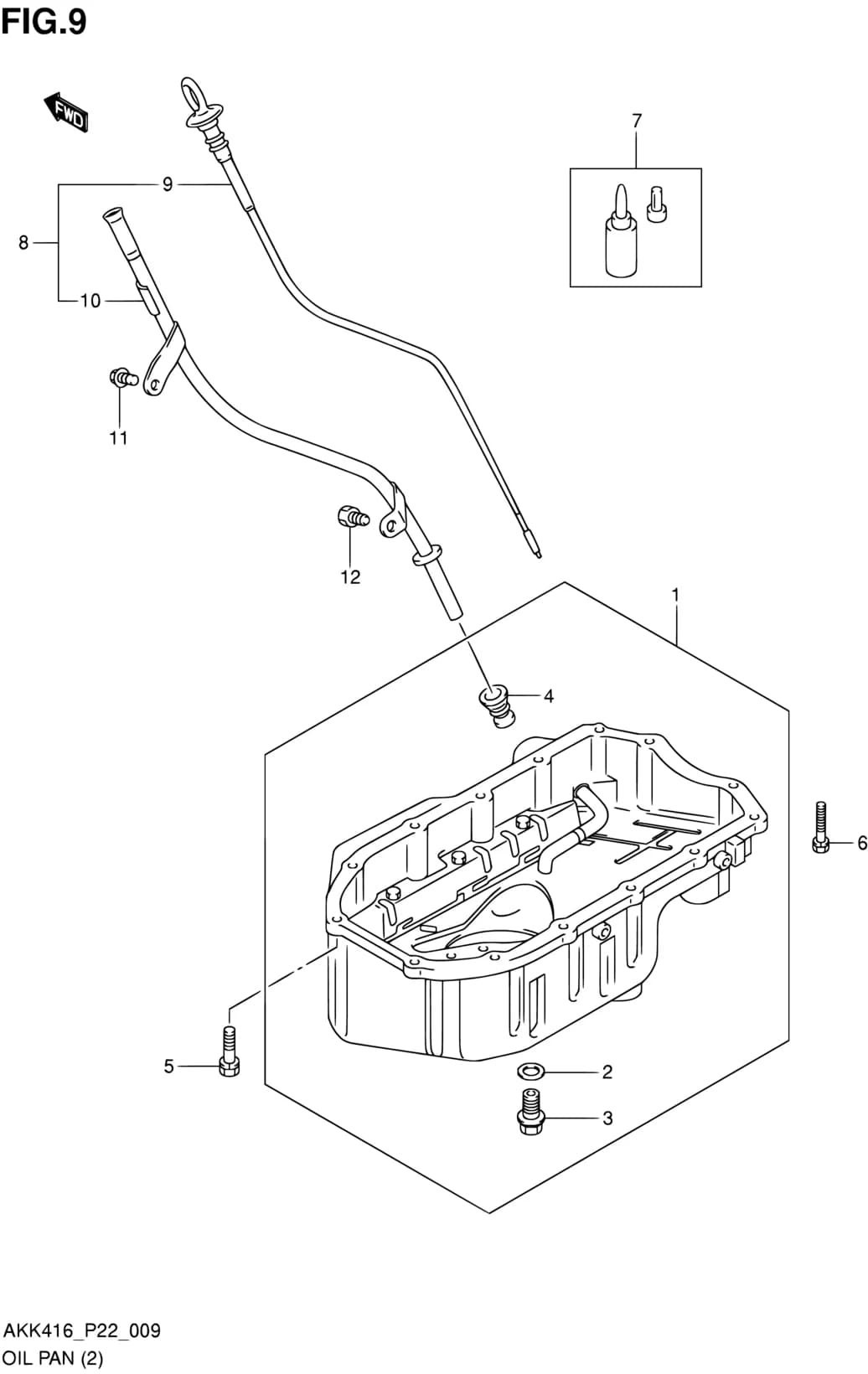 AKK416 (P71) — Lubrication › 9 - OIL PAN (D16AA)
