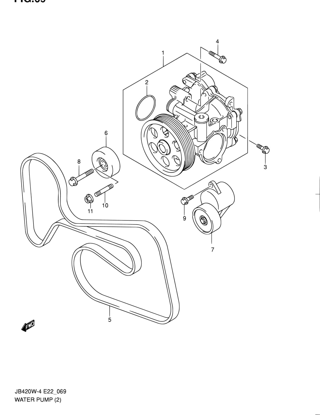 JB424W-5 (E10,E96) — Cooling › 69 - WATER PUMP (JB424W)