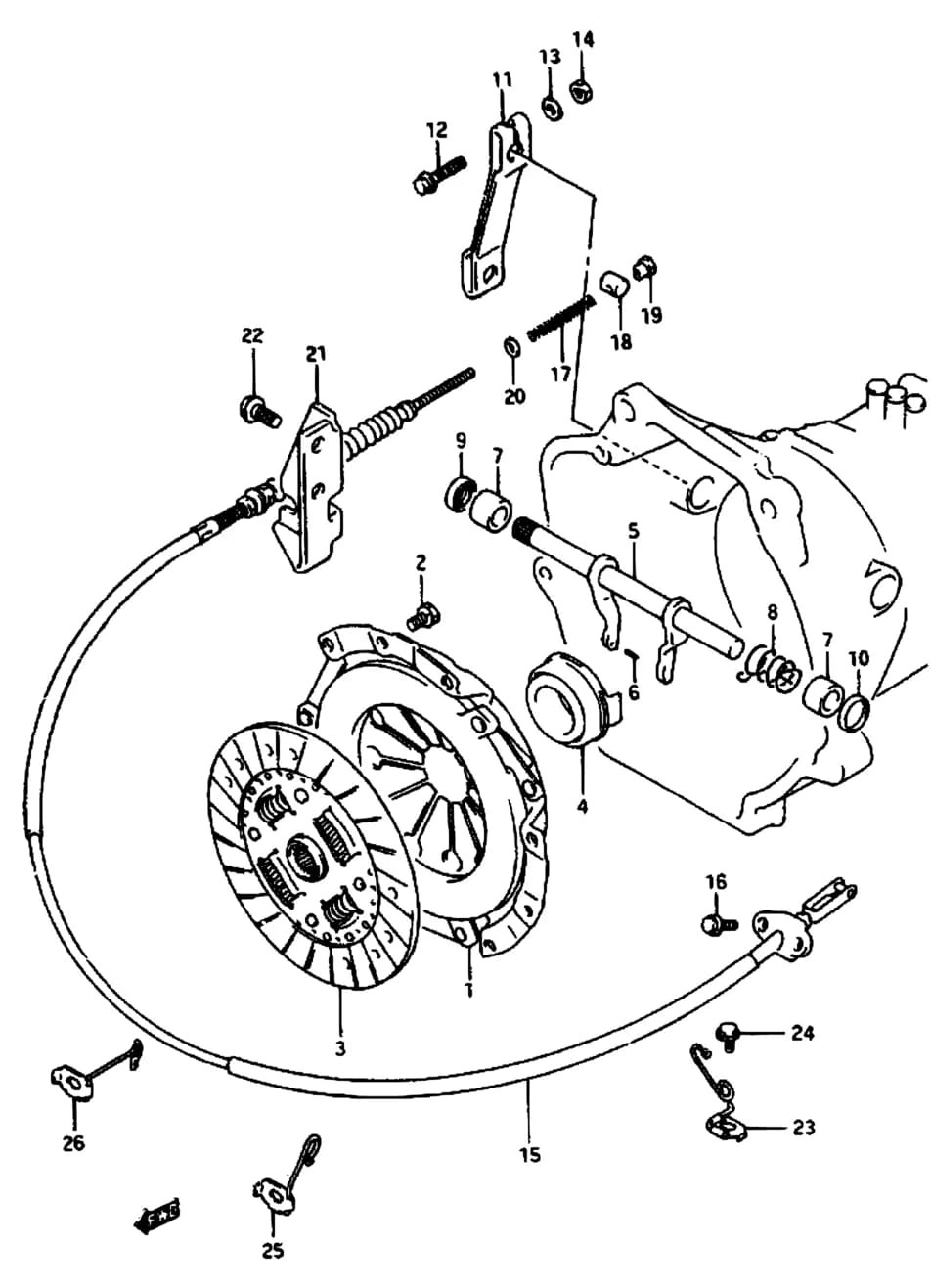 C,V:2DR,<-22100-60A00 — SE416 (E03,E33:MY 1989) — Transmission › 38 - CLUTCH AND CLUTCH CONTROL (MT)