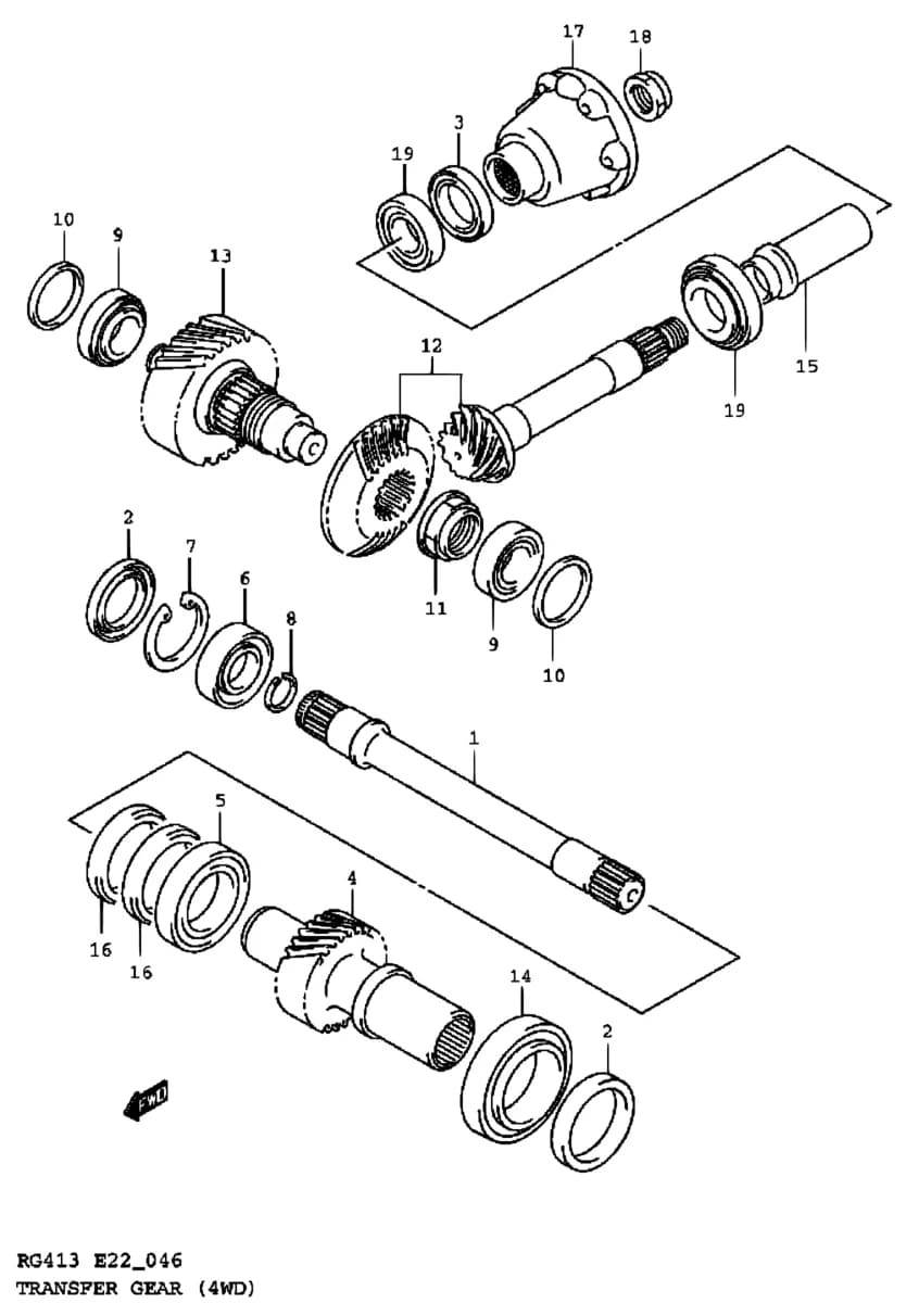 RG413-3 — Transmission › 46 - TRANSFER GEAR (4WD)