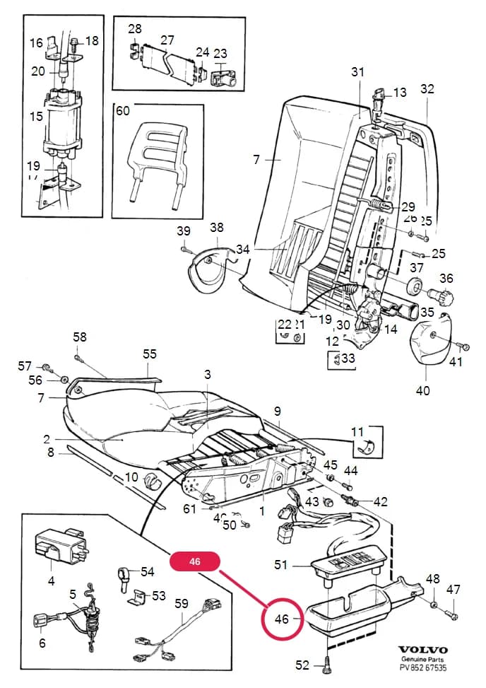 85 Interior — Subgroups of category: "Interior" › Front seat, electrically adjustable 1990 760 4DRS CH 67269-, 760 5DRS CH 27145- , 4DRS S.R
