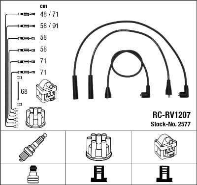 NGK 2577 Uždegimo laidų komplektas