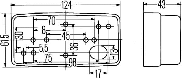HELLA 2PS 004 361-001 Šoninis atšvaitas