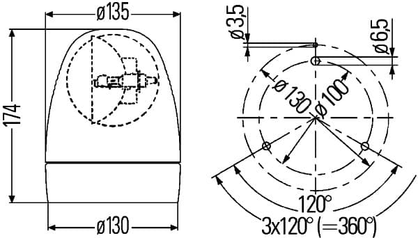 HELLA 2RL 007 337-011 Besisukantis švyturėlis