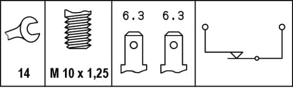 HELLA 6DF 007 364-001 Stabdžių žibinto jungiklis