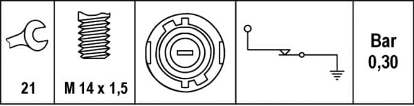 Alyvos slėgio jungiklis — HELLA 6ZL 007 675-001