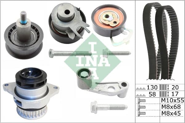 Vandens siurblio ir paskirstymo diržo komplektas — Schaeffler INA 530 0089 30