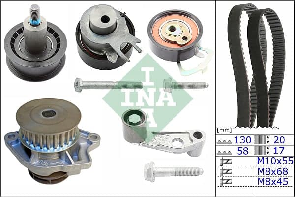 Vandens siurblio ir paskirstymo diržo komplektas — Schaeffler INA 530 0089 31