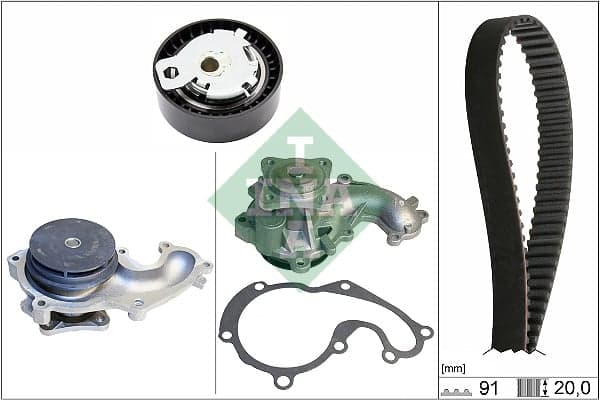 Vandens siurblio ir paskirstymo diržo komplektas — Schaeffler INA 530 0142 30
