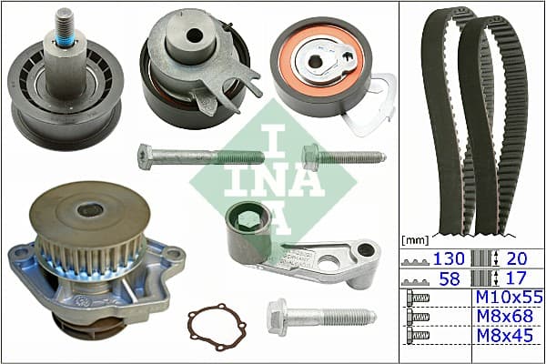 Vandens siurblio ir paskirstymo diržo komplektas — Schaeffler INA 530 0360 30