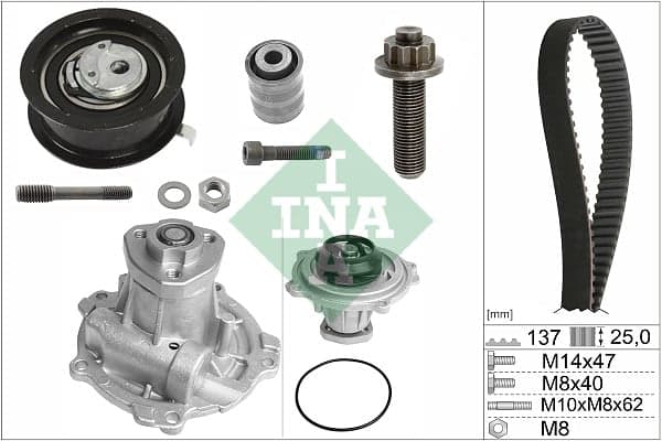 Vandens siurblio ir paskirstymo diržo komplektas — Schaeffler INA 530 0377 31