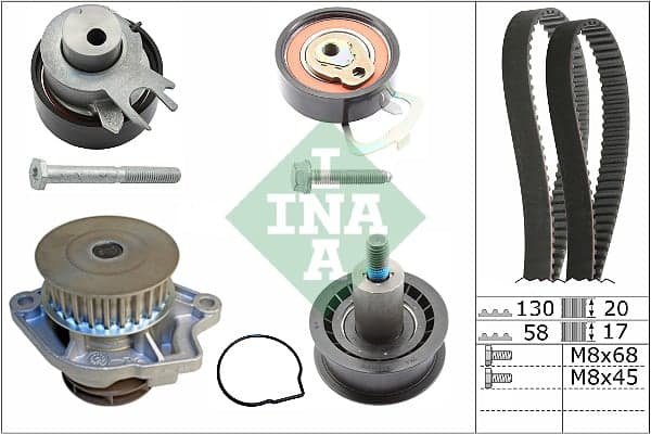 Vandens siurblio ir paskirstymo diržo komplektas — Schaeffler INA 530 0538 30
