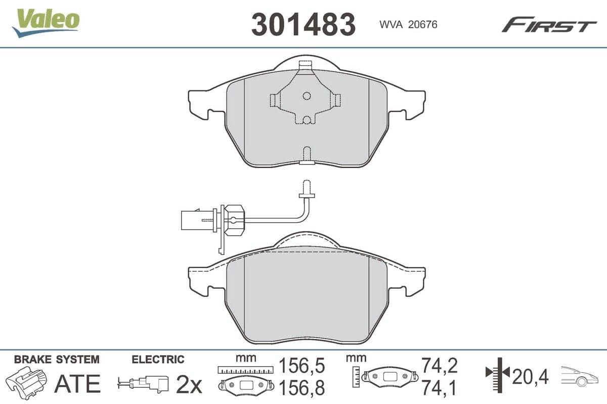 Stabdžių kaladėlių komplektas — VALEO 301483