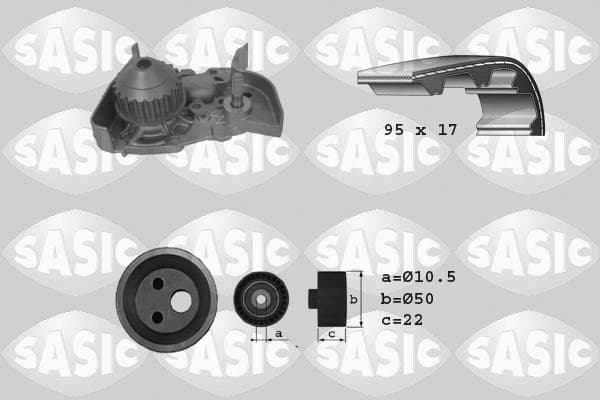 SASIC 3904025 Vandens siurblio ir paskirstymo diržo komplektas