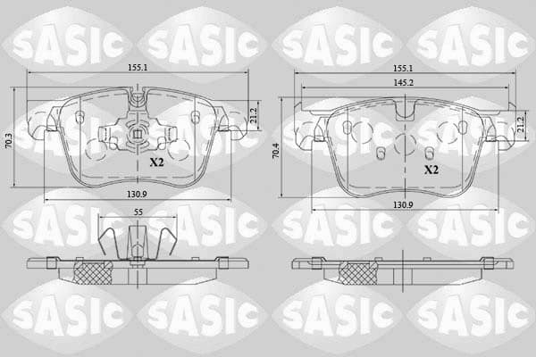 Stabdžių kaladėlių komplektas — SASIC 6210086