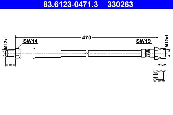ATE 83.6123-0471.3 Stabdžių žarnelė