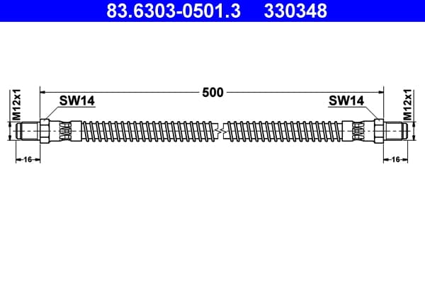 ATE 83.6303-0501.3 Stabdžių žarnelė