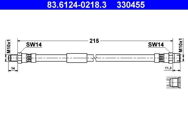 ATE 83.6124-0218.3 Stabdžių žarnelė