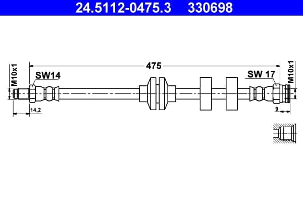 ATE 24.5112-0475.3 Stabdžių žarnelė