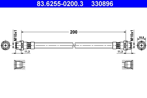 ATE 83.6255-0200.3 Stabdžių žarnelė