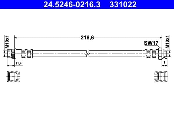 ATE 24.5246-0216.3 Stabdžių žarnelė