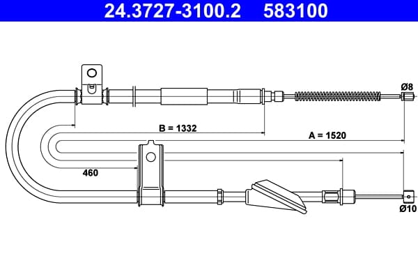 ATE 24.3727-3100.2 Rankinio stabdžio trosas