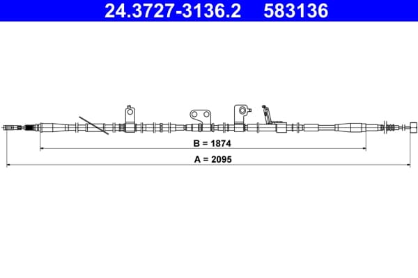 ATE 24.3727-3136.2 Rankinio stabdžio trosas