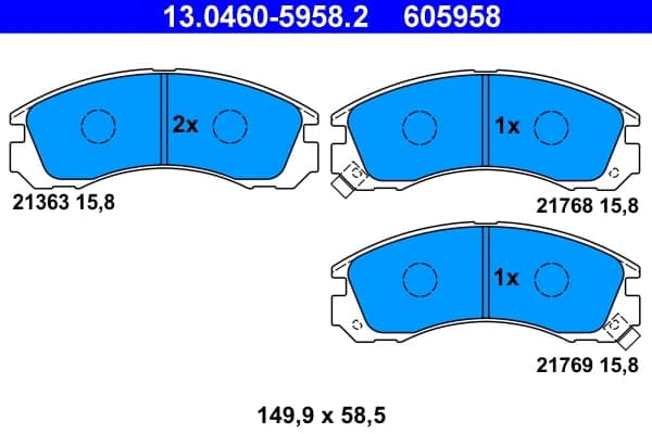 Stabdžių kaladėlių komplektas — ATE 13.0460-5958.2