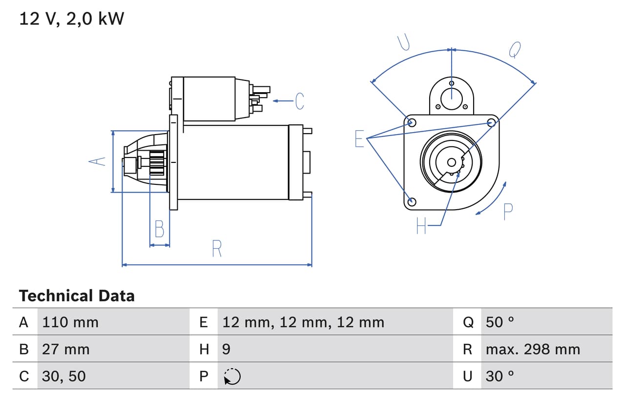 Starteris — BOSCH 0 986 011 080