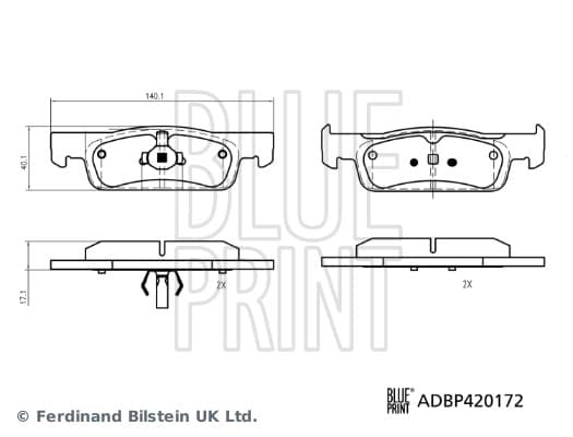 Stabdžių kaladėlių komplektas — BLUE PRINT ADBP420172