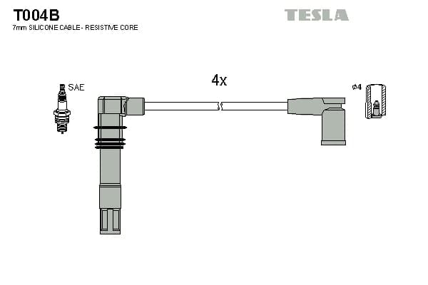 TESLA T004B Uždegimo laidų komplektas