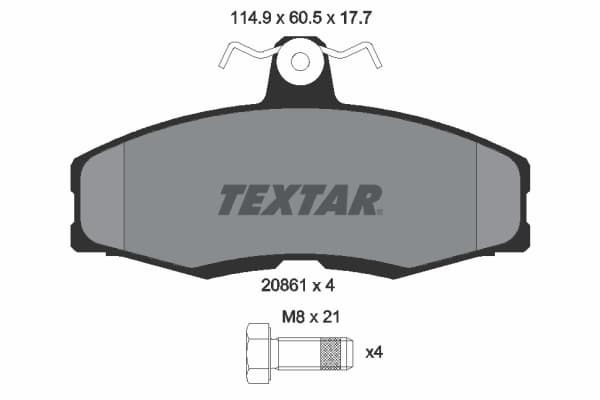 Stabdžių kaladėlių komplektas — TEXTAR 2086105