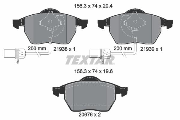 Stabdžių kaladėlių komplektas — TEXTAR 2193801