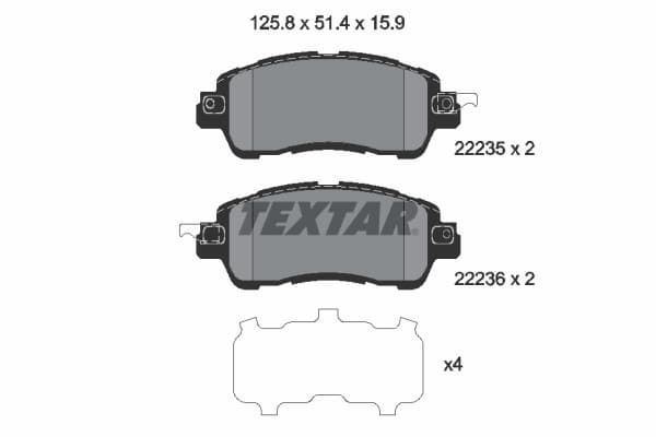 Stabdžių kaladėlių komplektas — TEXTAR 2223501
