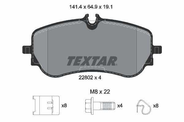 Stabdžių kaladėlių komplektas — TEXTAR 2280201
