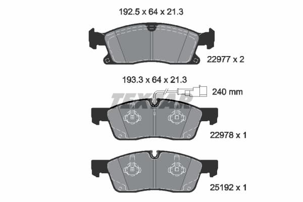 Stabdžių kaladėlių komplektas — TEXTAR 2297701