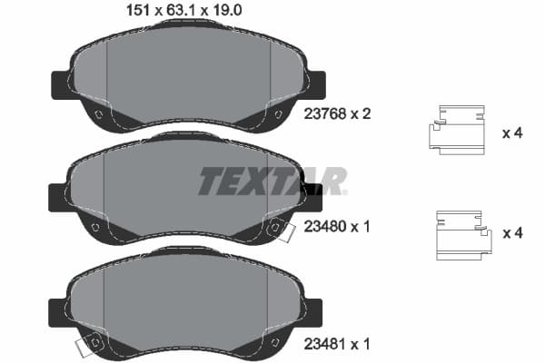 Stabdžių kaladėlių komplektas — TEXTAR 2376802