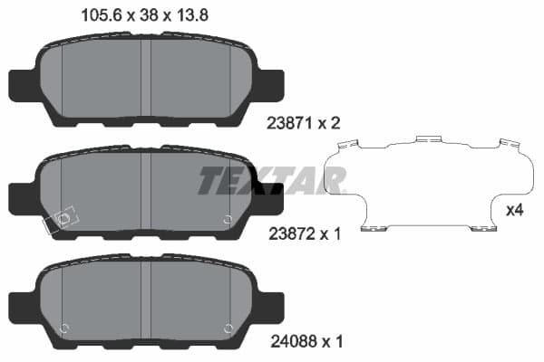 Stabdžių kaladėlių komplektas — TEXTAR 2387101