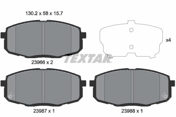 Stabdžių kaladėlių komplektas — TEXTAR 2396601