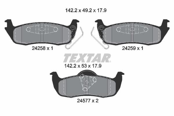 Stabdžių kaladėlių komplektas — TEXTAR 2425801