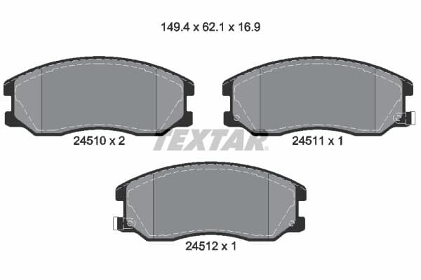 Stabdžių kaladėlių komplektas — TEXTAR 2451001