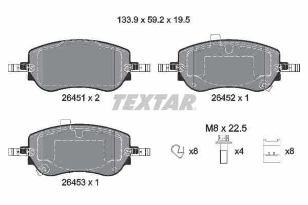 Stabdžių kaladėlių komplektas — TEXTAR 2645101