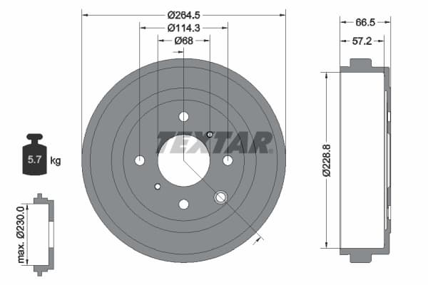 TEXTAR 94046400 Stabdžių būgnas
